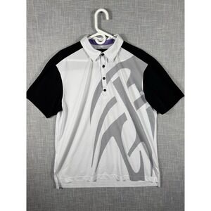 JAMIE SADOCK MEN'S GOLF/POLO Black And White Size Large Geometricโ Pattern